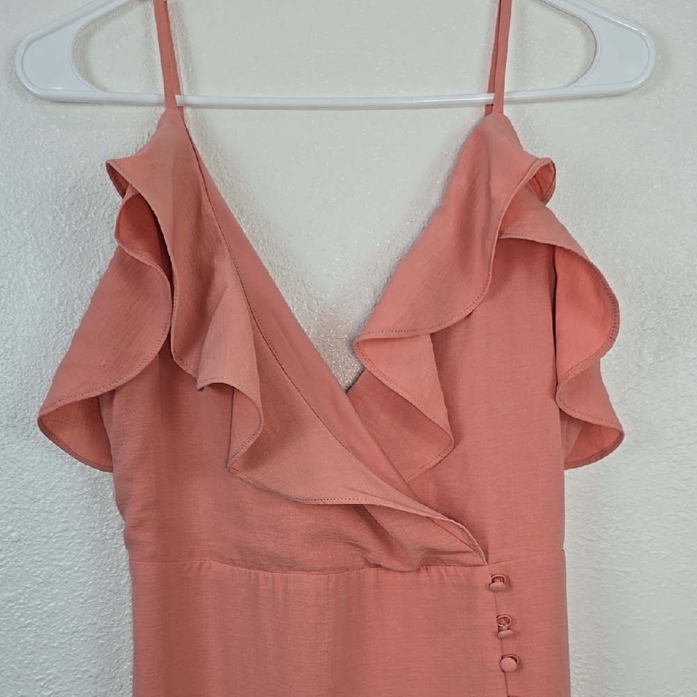 Shinestar - Pink Elegant High-Low Flared Hem, Ruffle Neck Dress Women's Small - Picture 2 of 13